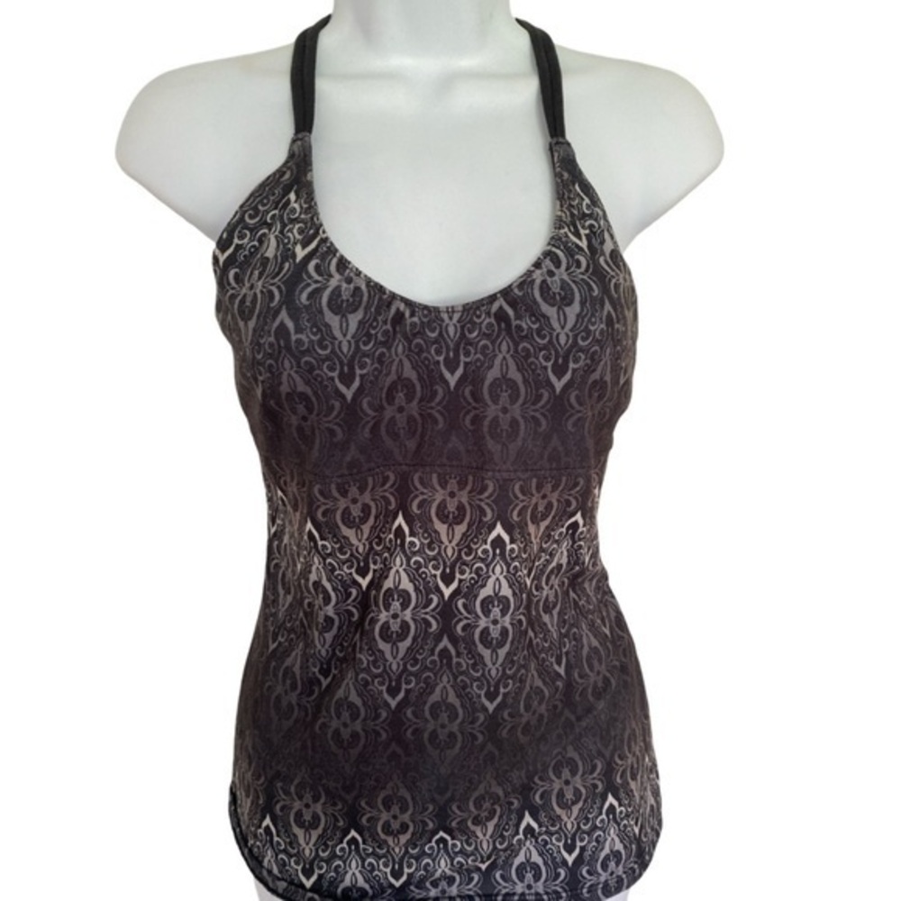 prana Athletic Top - L gray , black , white , shelf bra
